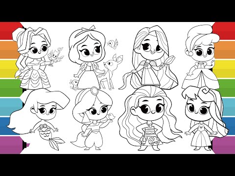 Disney Princess Coloring Pages | Belle, Snow White, Rapunzel, Cinderella, Ariel, Jasmine, Moana