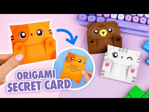 Origami Paper Cat & Bear | How to make secret message card