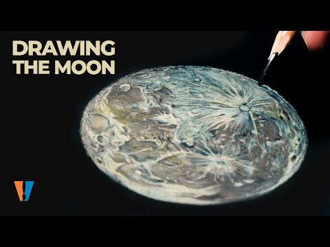 Moon Drawing with Colored Pencils