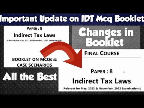 CA Final IDT Mcq Booklet Changes | Important Update May22 CA Final IDT | The Analytical eagle |