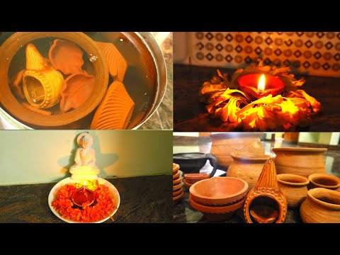 నా first Good habit for healthy life /clay pot seasoning / clay pot / unboxing video / clay diyas