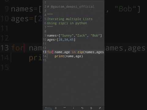 Mastering Python zip() : Iterate Multiple Lists Like a Pro 🚀 #pythontips #pythonhacks #python #zip