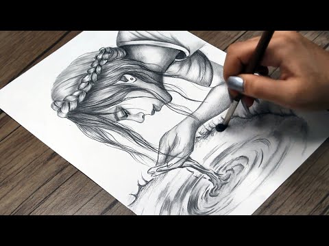 How to Draw a Realistic Girl Step by Step |  Drawing a Girl Drinking Water