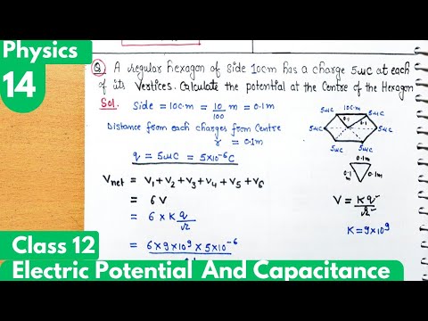 14) Numericals on potential at the centre of hexagon| Electrostatic Potential & Capacitance Class12