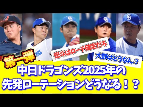 【第一弾】中日ドラゴンズ　2025年の先発ローテションはどうなる！？