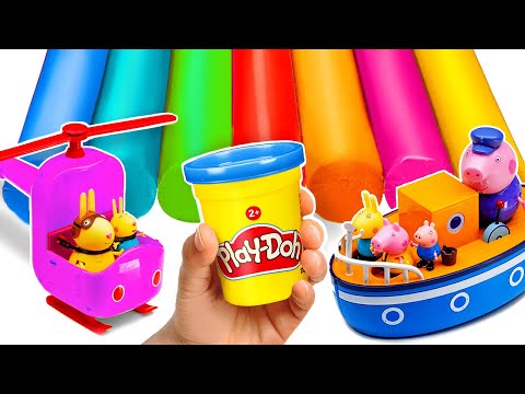 Play Doh Cars & Vehicles for Peppa Pig Family | Learn Colors | Preschool Toddler Learning Video