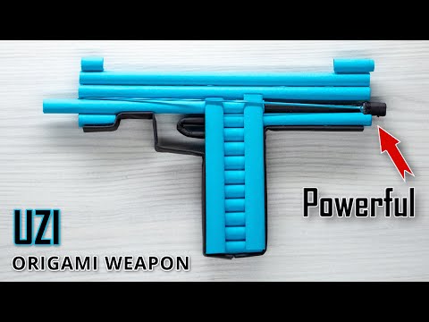 Making A Powerful PAPER GUN UZI that shoots paper bullets - Easy Origami Weapons