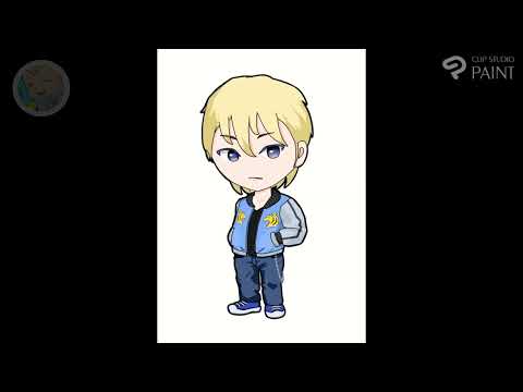 スカジャン男の子のミニキャラを描く