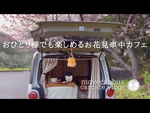 ＊車中カフェ＊おひとり様でも楽しめるお花見車中カフェ&車中飯|ムーヴキャンバスがある暮らしvlog|cherry blossom viewing