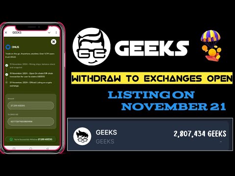 geeks withdraw to onus exchange || withdrawl open foe geeks Airdrop || geeks withdrawal