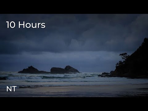 Relaxing Rain & Ocean Waves | Stormy Beach | Relaxing Sounds for Sleeping, Insomnia, Stress, Study