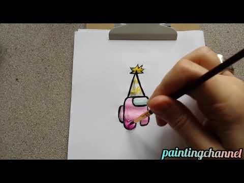 How to draw and paint AMONG US - Party hat