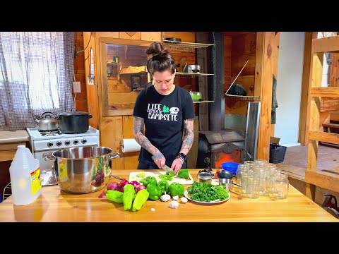 Making & Canning Homemade Salsa! | Preserving | Cabin property Tour