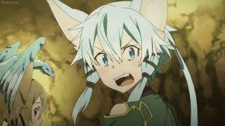 Sword Art Online 2 - Kirito Grabs Sinon's Tail (English dub)