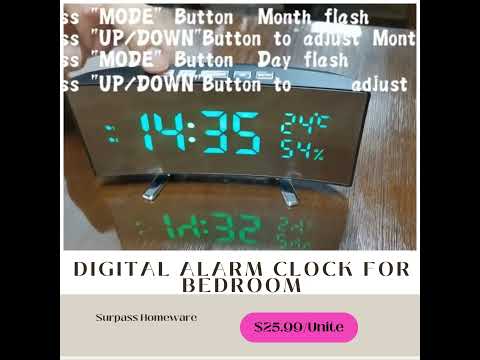 Digital Alarm Clock for Bedroom, Digital Clock with Modern Curved Design, #digitalclock