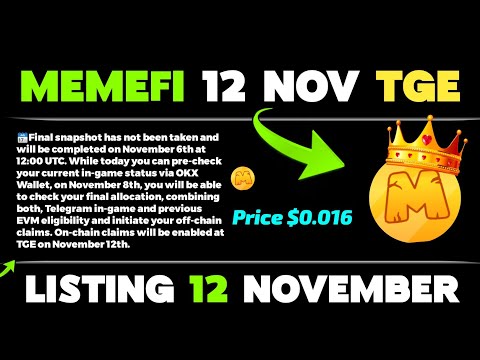 Memefi Latest Today Withdrawal Updates : How to Listing Date From Memefi Claim