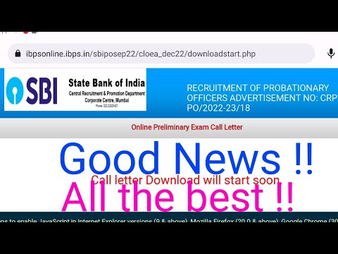 Good News!! SBI PO Prelims Call Letter download soon !!