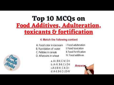 Top 10 Multiple choice questions (MCQ) on Food additives, adulteration, toxicants and fortification