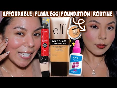 Affordable Fall Flawless Foundation Routine ✨ (OILY/  ROSACEA MEDIUM TAN SKIN)