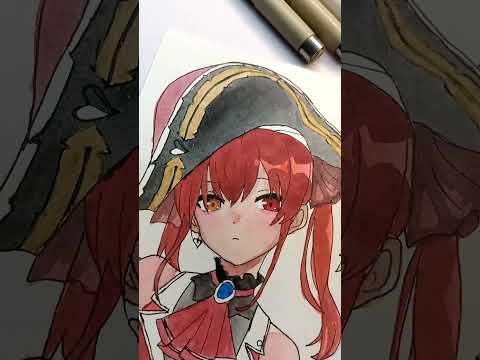 Houshou marine drawing Full colouring process #drawing #anime