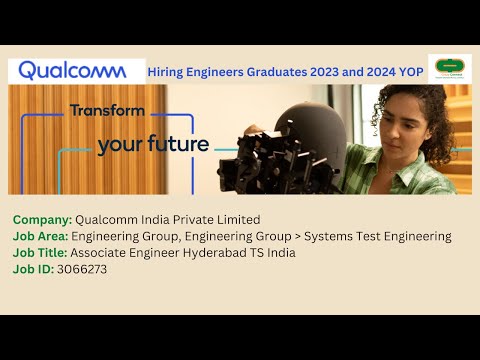 Qualcomm Hiring Fresher Graduates For Associate Engineer Role #btech #be  #2023 and #2024 YOP