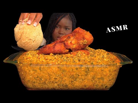 ASMR FUFU & EGUSI SOUP MUKBANG |chicken wings|Nigerian food (Talking) Soft Eating Sounds| Vikky ASMR