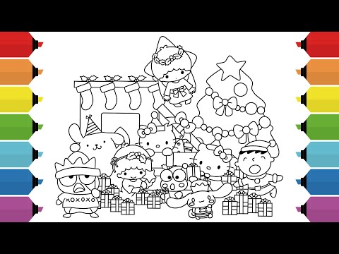 Sanrio Characters Christmas Coloring Pages | Hello Kitty, Cinnamoroll, Badtz-Maru, Little Twin Stars