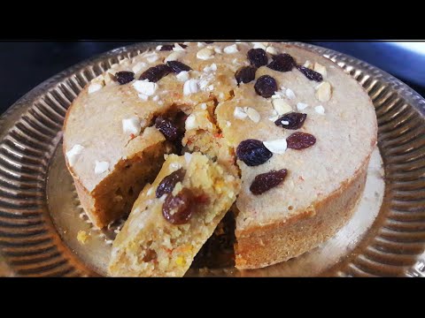 कॅरट केक | No Sugar Whole Wheat Carrot Cake in Pressure Cooker | Pressure Cooker Cake Recipe