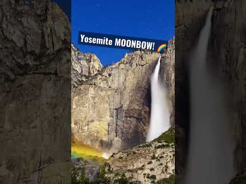 Yosemite MOONBOW! Rainbow by moonlight! #yosemite #waterfall #moon #california #travel #ytshorts