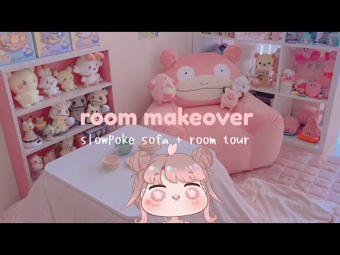 aesthetic mini room makeover + slowpoke sofa?? 🌸 pink ✨ cozy & cute pokemon room tour in TOKYO