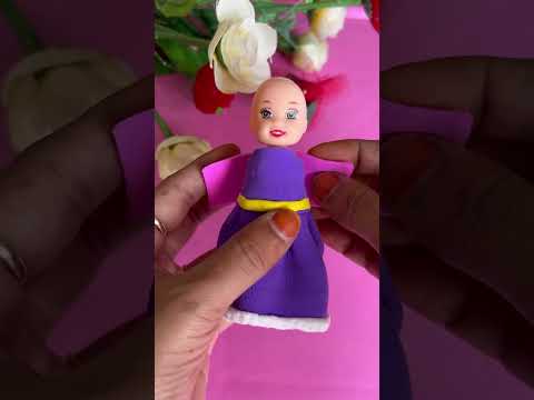 Little Baby Girl Dress Up Making With Super Clay 🥰❤️ #olddollmakeover #clayart #barbiedoll