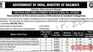 Railway Teachers bharti notification out ! PRT/ PGT/ TGT  Age Limit, Sailry