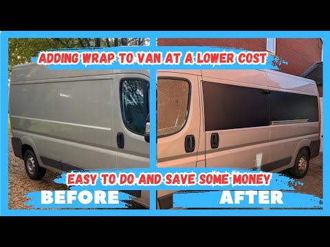 adding vinyl wrap to campervan cheaper than buying pre cut, relay campervan conversion  4 berth