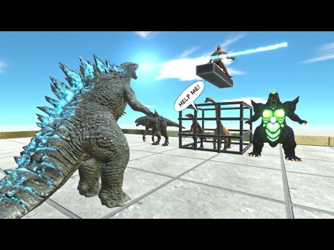 Godzilla 2014 VS Armored Titan with Monster Kaiju for Rescue Dinosaurs