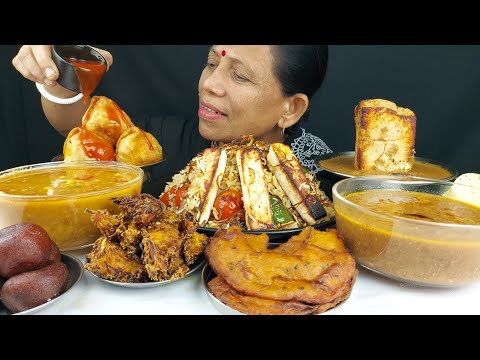 FOOD EATING BIRYANI , SAMOSA , DESSERTS ASMR MUKBANG SHOW