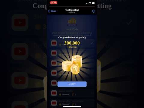 Tap Coins Luck Code 24 September #tapcoins #tapcoinsdailykombo #tapcoinsbot