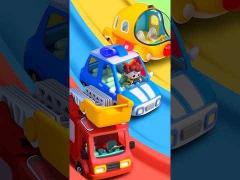 Learn about Street Vehicles | Little Cars Go Down the Slide! | Colors Song  #youtubeshorts