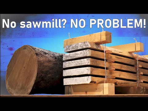 Band Saw Lumber-- Sawing Firewood into Usable Boards.