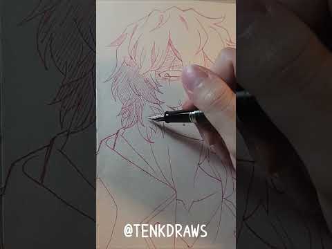 Drawing anime with fountain pen #shigaraki #myheroacademia #shorts