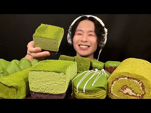 ASMR Matcha cheesecake & chocolate sweets‼️【eating sound/mukbang】