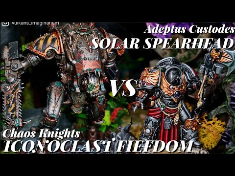 *New Detachments* Adeptus Custodes Vs Chaos knights. 2k points Warhammer 40k Battle Report.