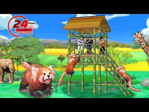 Build Bamboo House 24 Hours Living Challenge in Jungle Hindi Kahaniya Hindi Stories Moral Stories