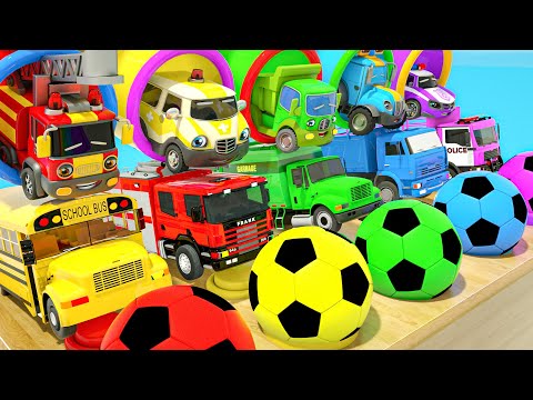 Wheels On the Bus - Guess the shape, and color of a soccer ball - Baby Nursery Rhymes & Kids Songs