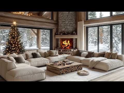 Peaceful Christmas Snowfall Ambience ❄️ | Cozy Fireplace Sounds for Deep Sleep and Serenity