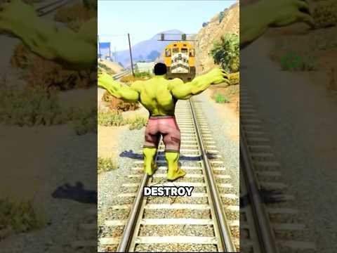 Which superhero can destroy the train in GTA 5? #shorts #gaming #gta5 #train #videogame #superhero