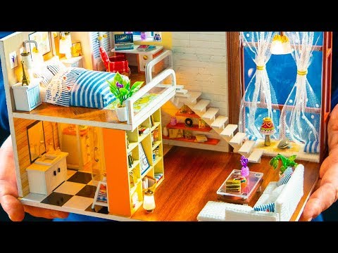 DIY Miniature Dollhouse ~ Kitchen, living room, bedroom, Bathroom