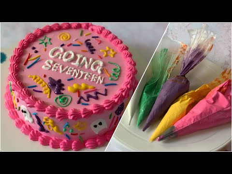 GOING SEVENTEEN Theme Cake Decorating Tutorial | Colorful Birthday Cake Decoration