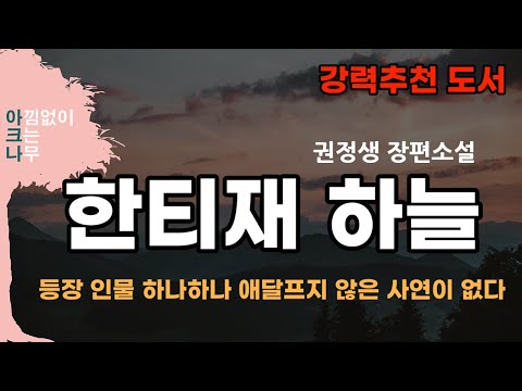 갈피갈피 생생하고 눈물겨운 정말 귀한 소설입니다 / 한티재하늘 / 권정생 / 아크나 오디오북 / 강력추천 / 재미있는 소설