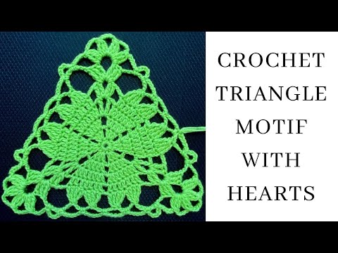 Crochet Triangle with Hearts