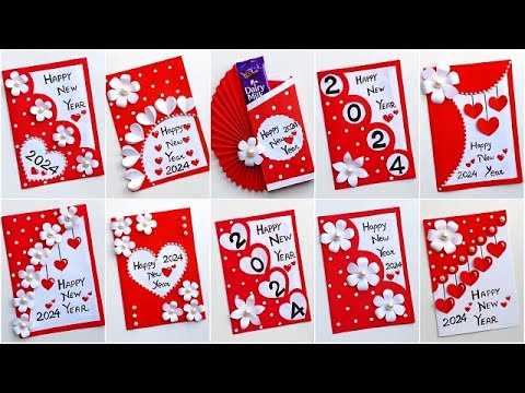 DIY Top 10 Happy New year greeting cards 2024 / Handmade New year cards / Easy new year cards